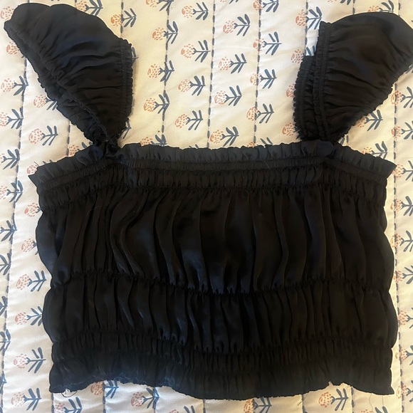 Free People Tops - Free People Black Cinched Cap Sleeve Tank Top